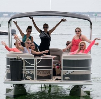 22 ft. Pontoon Boat Rental with Power Up Watersports (12 Passengers)